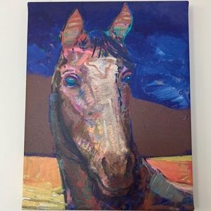 Limited edition reproduction of acrylic on canvas horse head portrait ‘Hank’ New